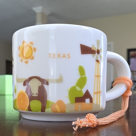 Starbucks Other - STARBUCKS Ceramic Mug Ornament with Orange and Green Accents And Texas Design